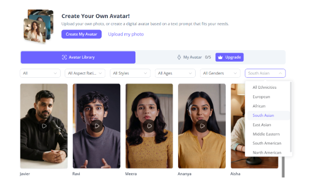 Choose Avatars of Different Ethnicities on UGC Maker