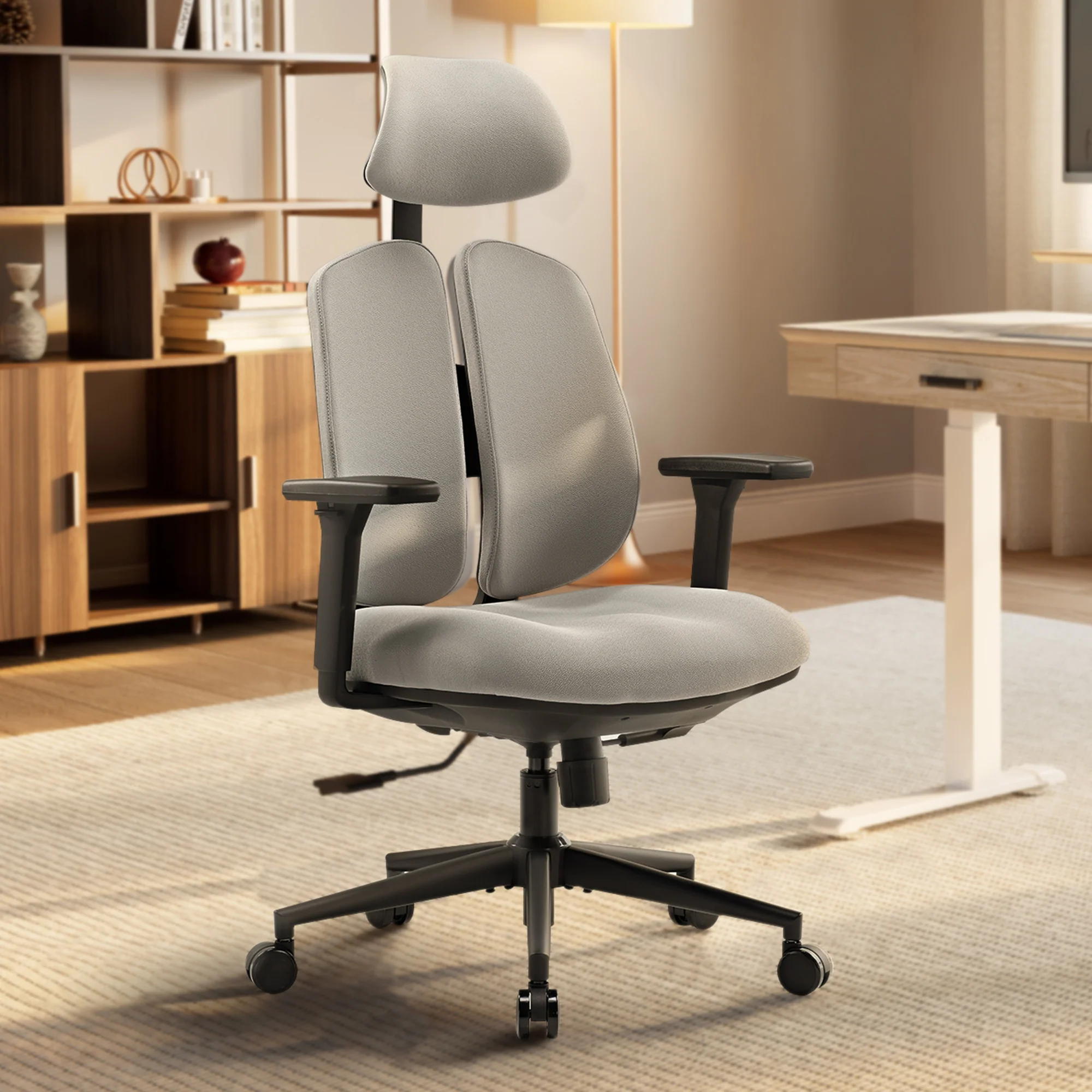 Eureka Ergonomic Flex Home Office Chair Adaptive Double Back Design Off White